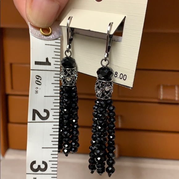 Napier black beaded tassel earrings - Picture 6 of 6